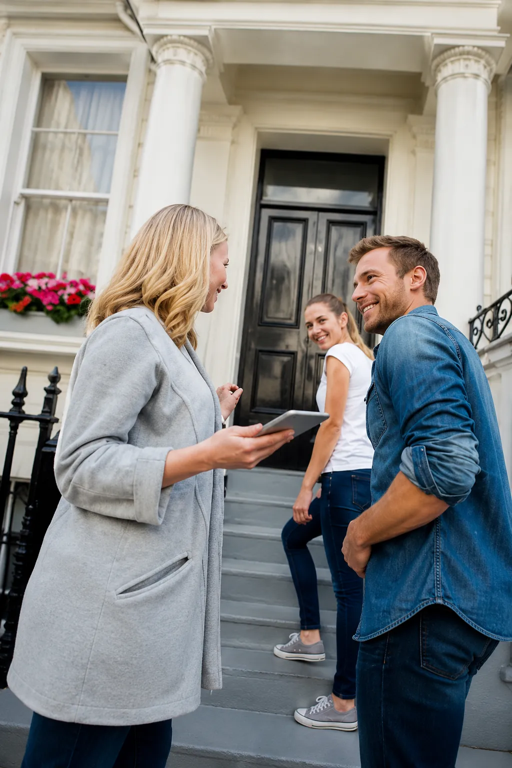 Agents talking with homeowners