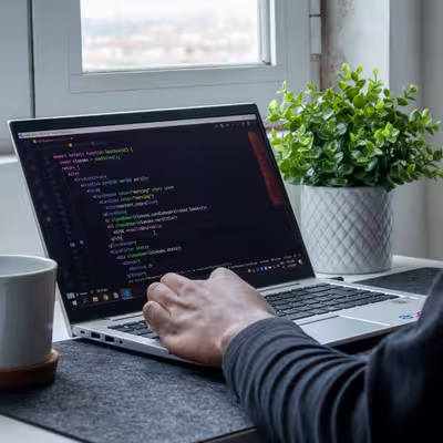 Software Developer using laptop