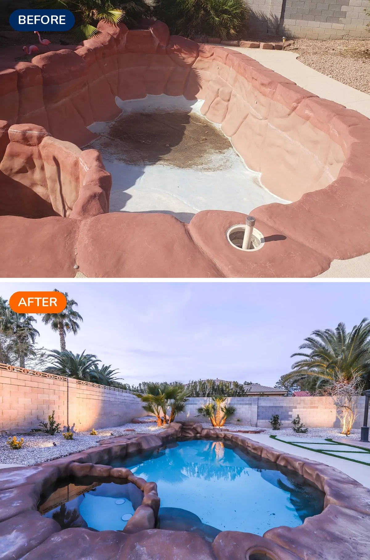 Green Valley Henderson pool and spa before and after renovation