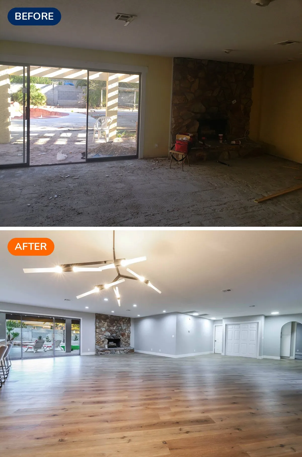 Green Valley Henderson living room before and after renovation