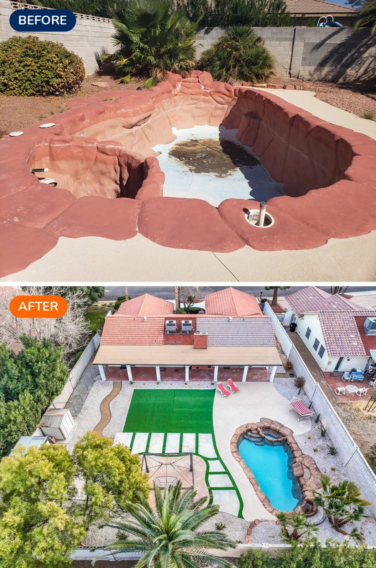 Green Valley Henderson backyard before and after renovation