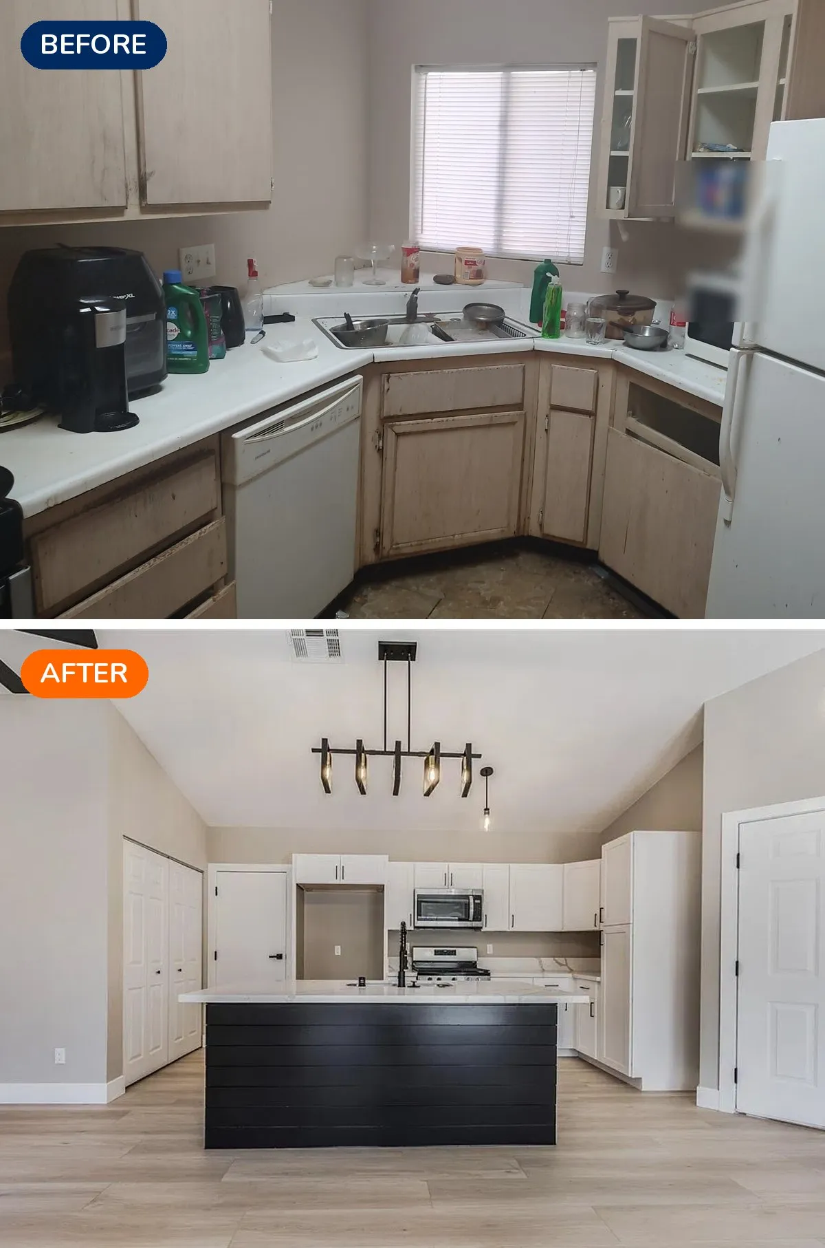 East Henderson kitchen before and after renovation