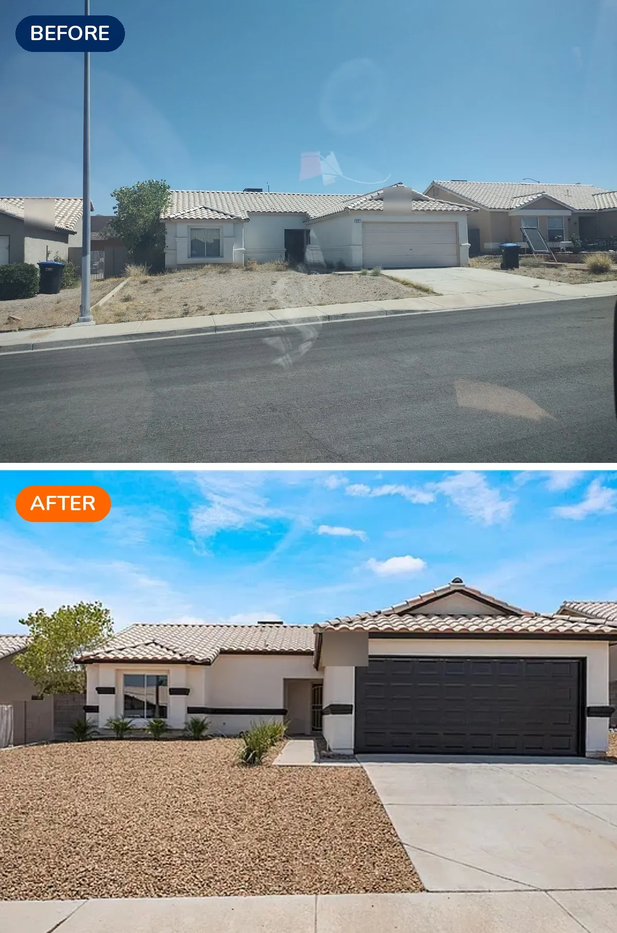 East Henderson home exterior before and after renovation