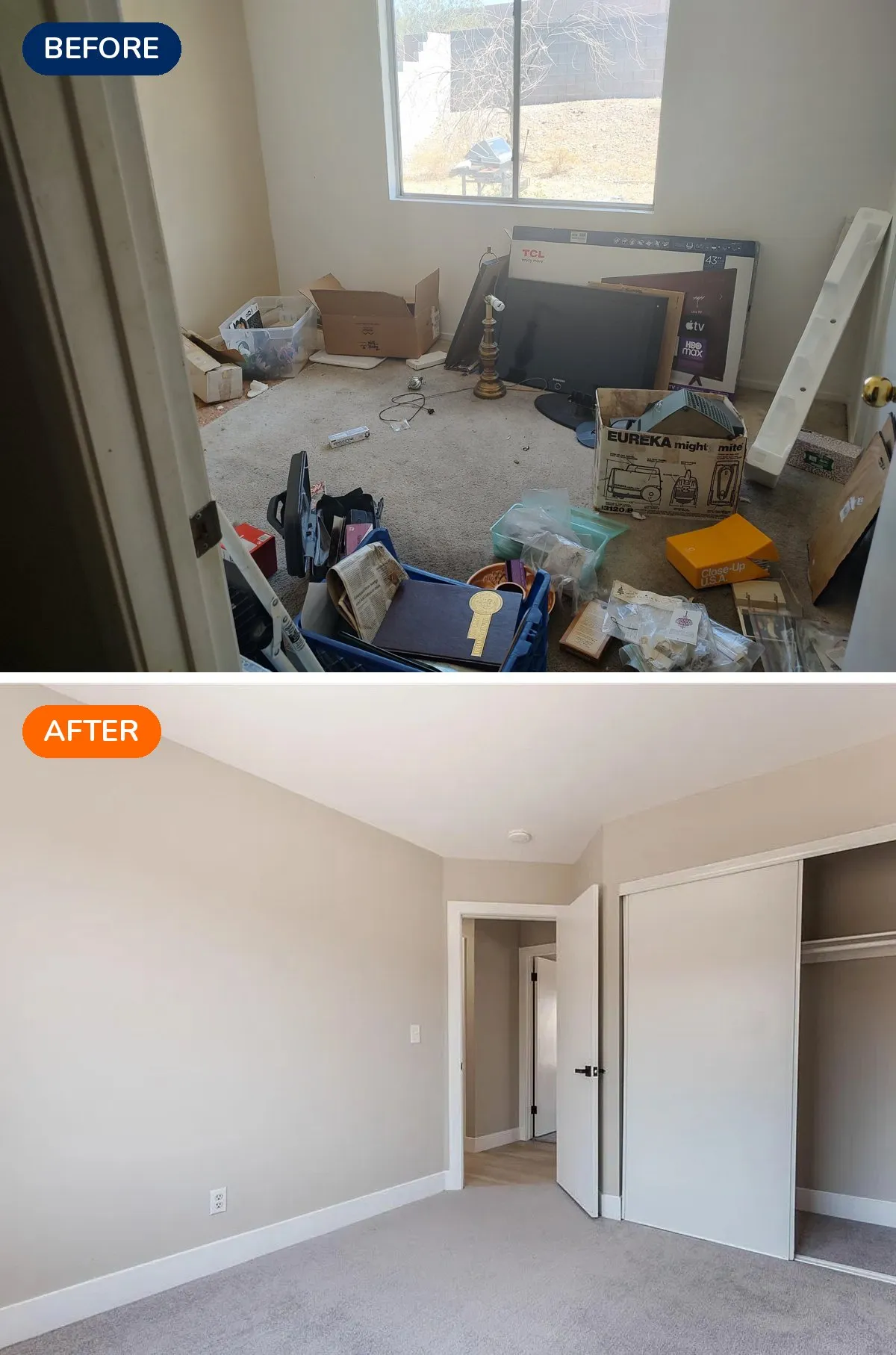 East Henderson bedroom before and after renovation