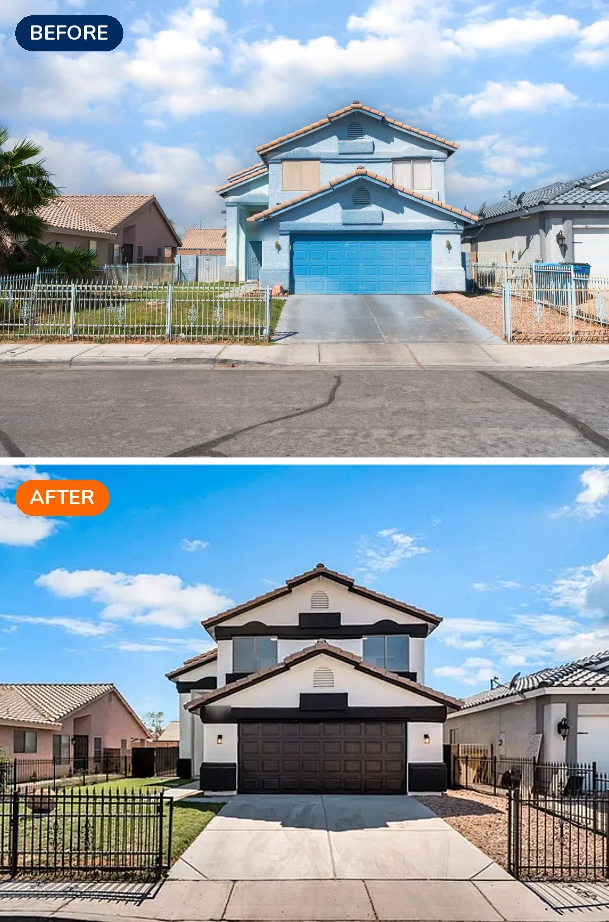North Las Vegas home exterior before and after renovation