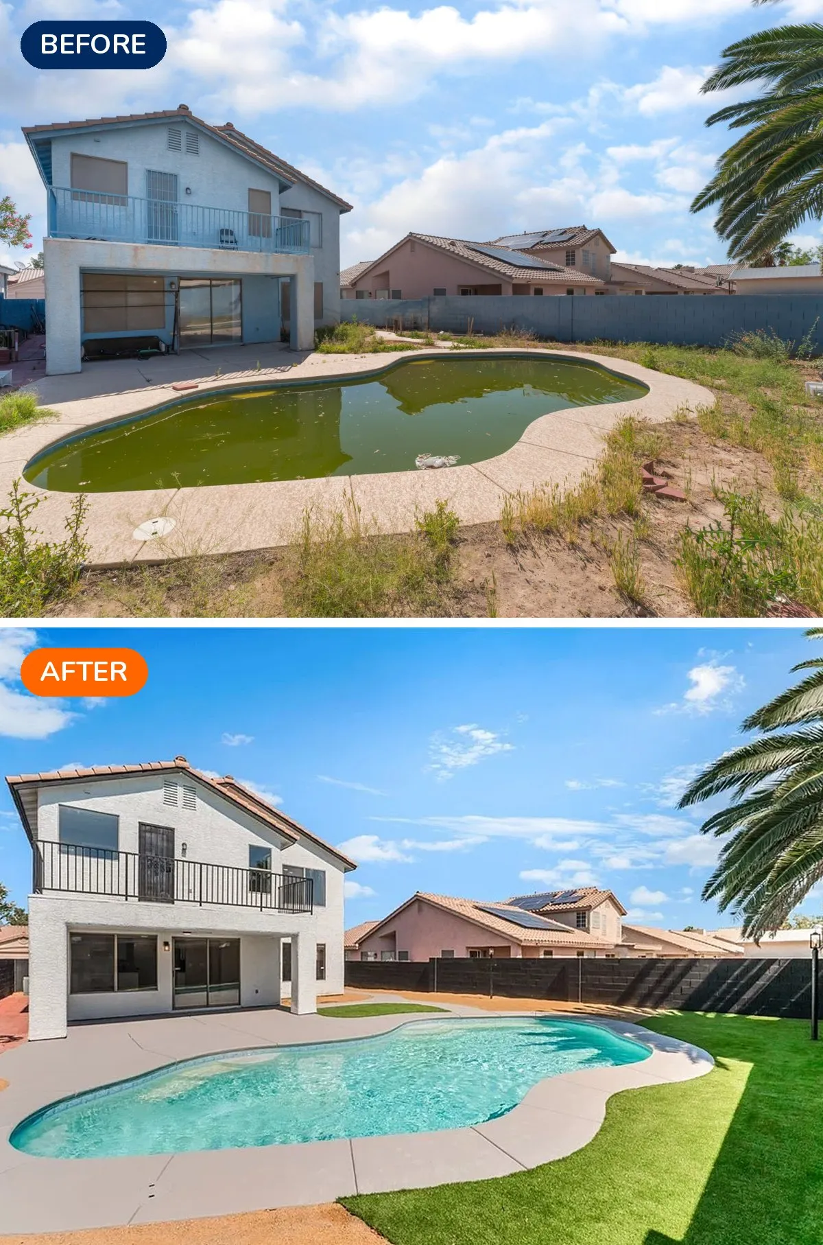 North Las Vegas backyard before and after renovation