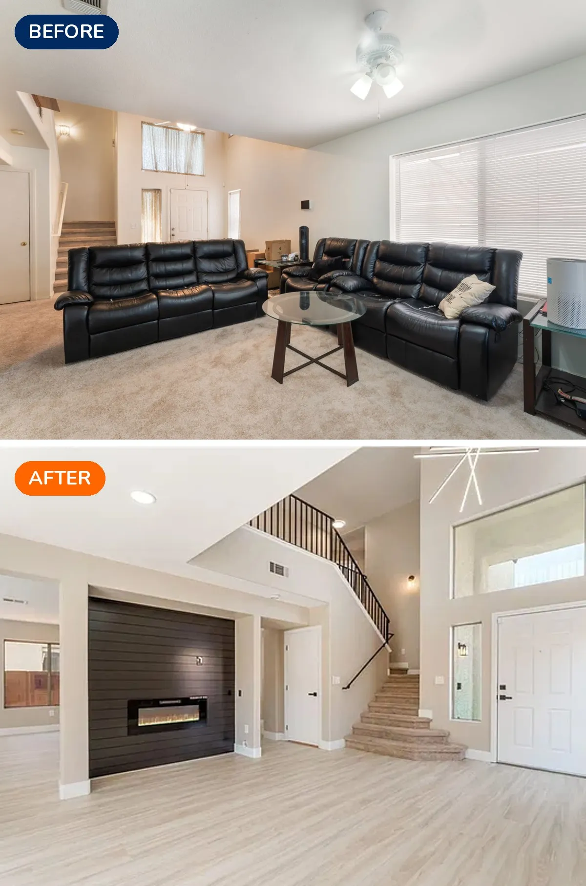 North Las Vegas living room before and after renovation