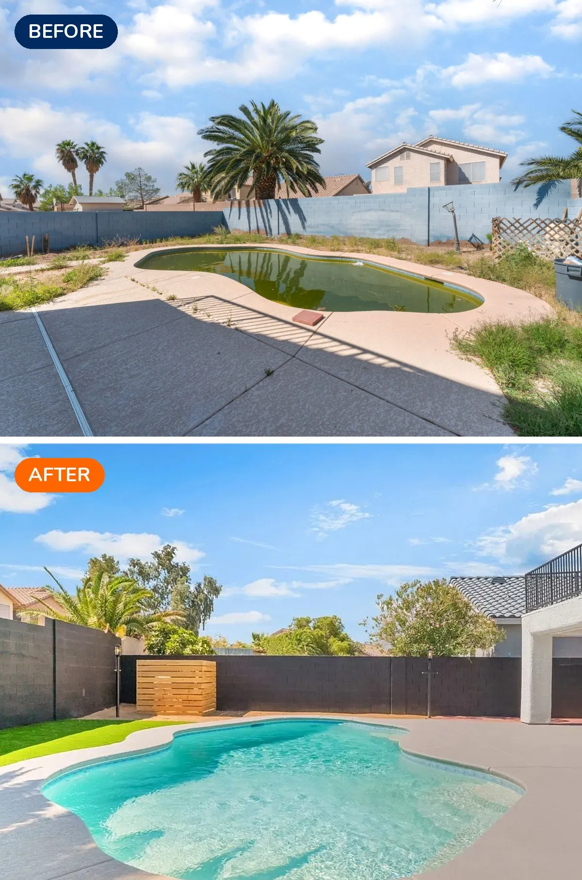 North Las Vegas pool before and after renovation