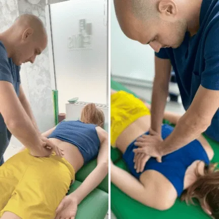 Paziente durante una seduta di fisioterapia e osteopatia specialistica per la colonna vertebrale