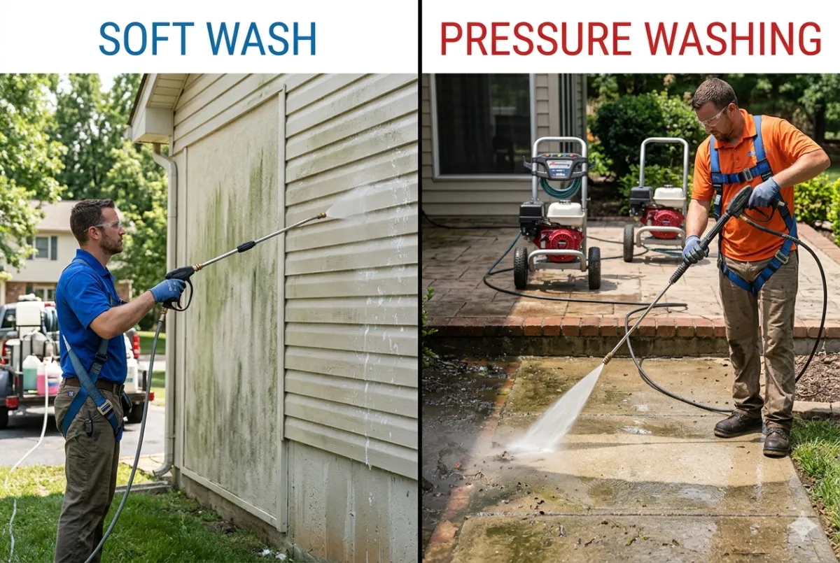 Soft Wash vs. Pressure Washing