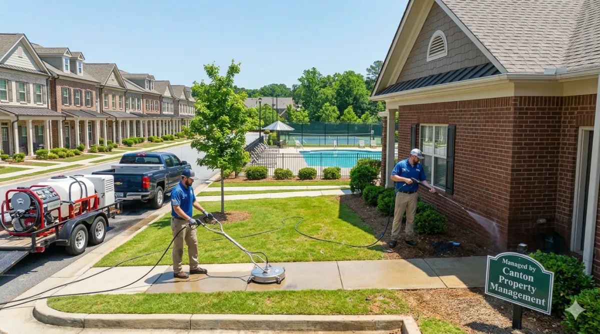 Commercial Pressure Washing in Canton, GA: A Guide for HOAs & Property Managers
