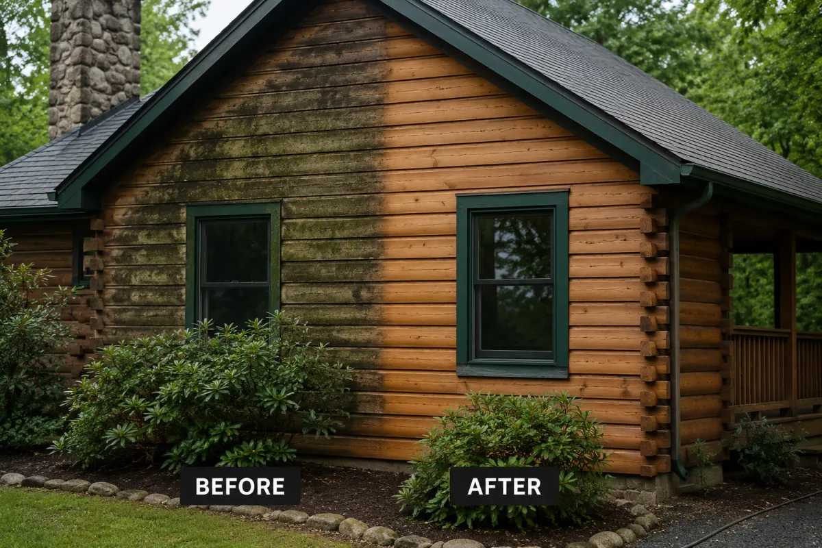 Cleaning Cabin and Cedar Siding in the North GA Mountains