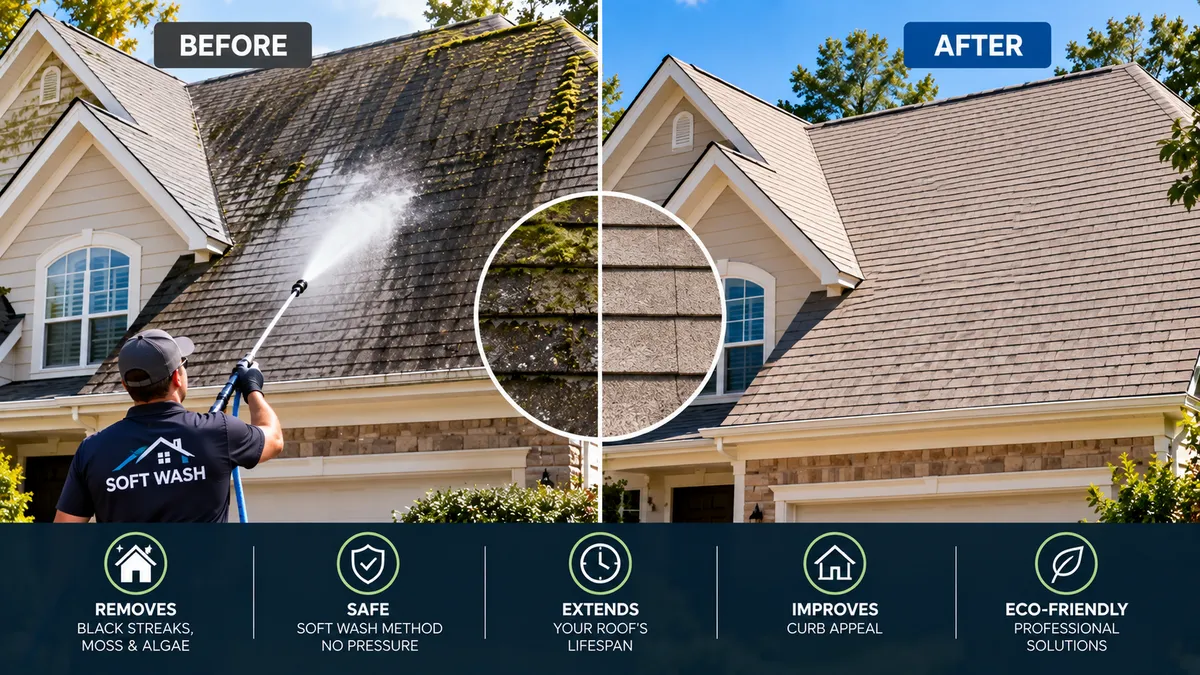 Roof Cleaning in Woodstock, GA: Soft Wash, No Pressure