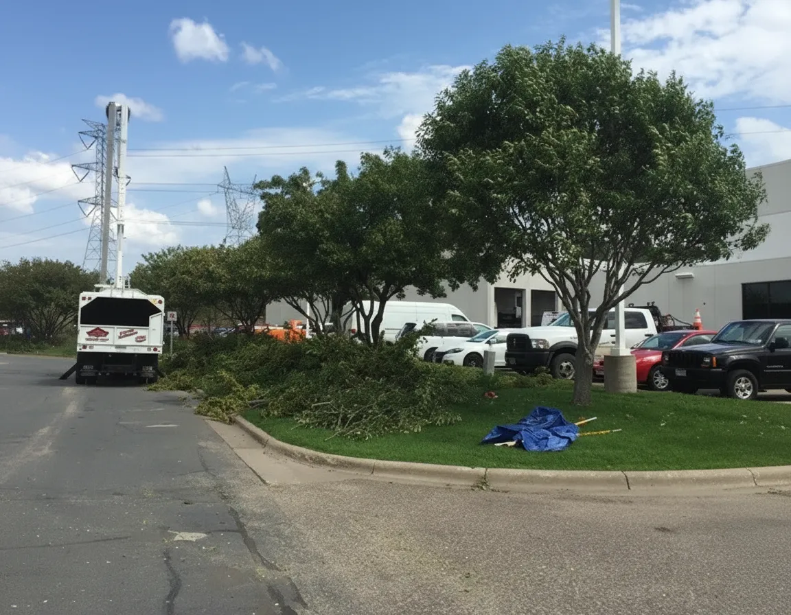 "Crane-assisted tree removal in Minneapolis, MN"
