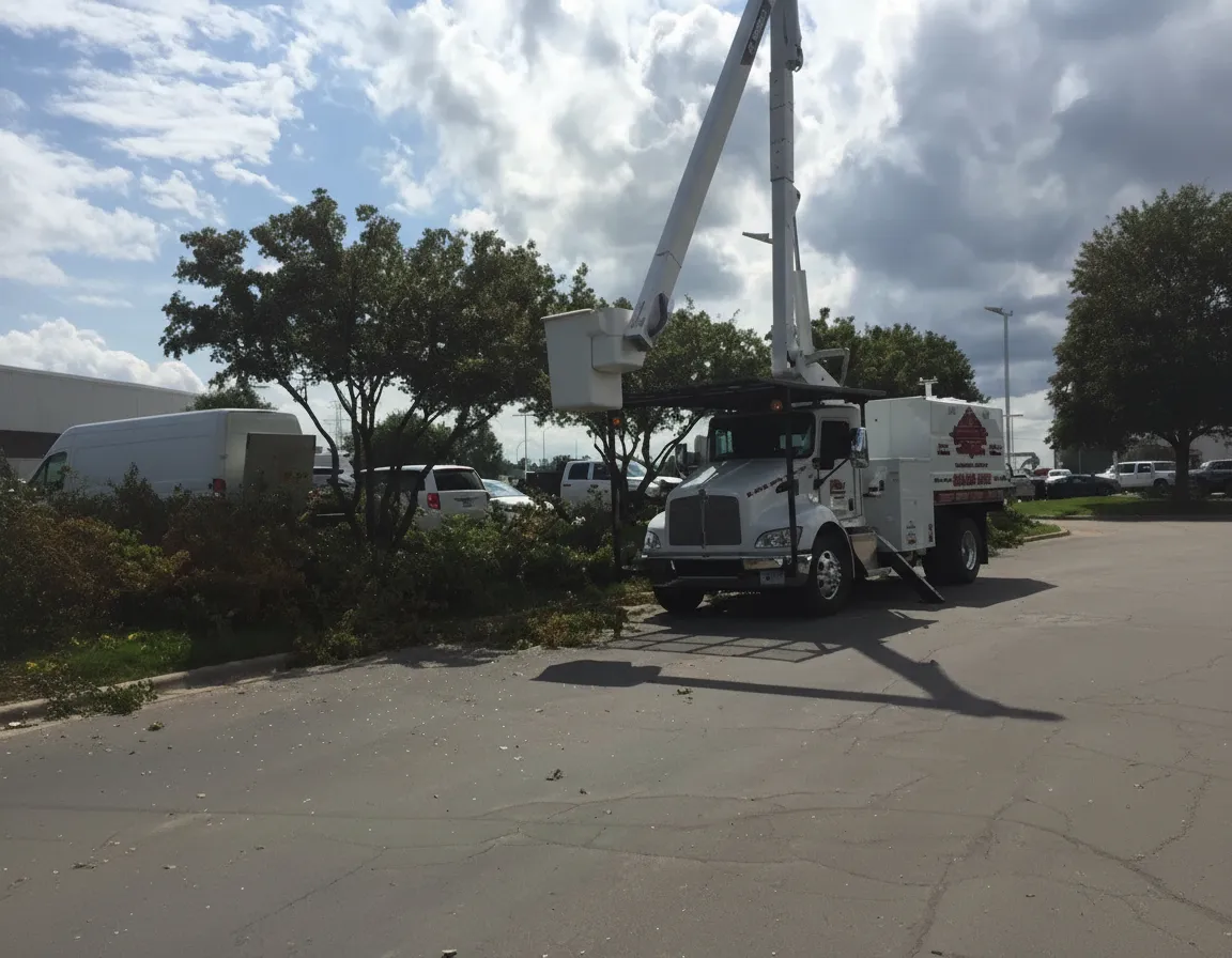 "Crane-assisted crown reduction tree pruning in Minneapolis, MN"