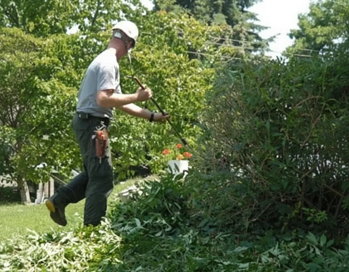 "Professional performing pruning on hedges and shrubs"