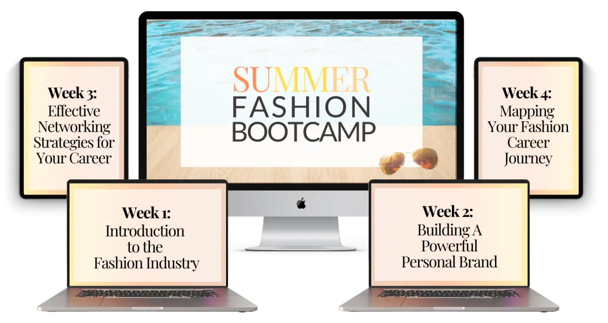 Image of laptops and imac displaying fashion course content