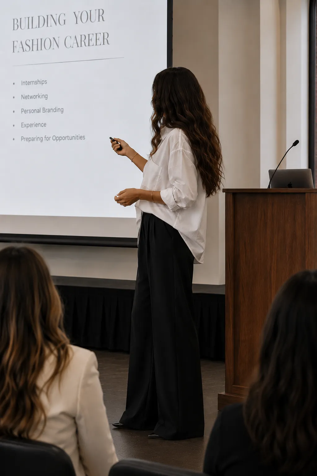 Maria Hedian teaching in front of class