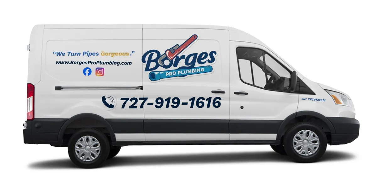 Crew in front of plumbing van