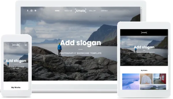 A custom themed website being displayed on 3 devices 