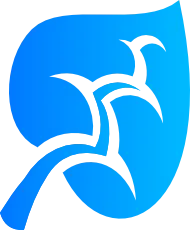 a blue leaf icon