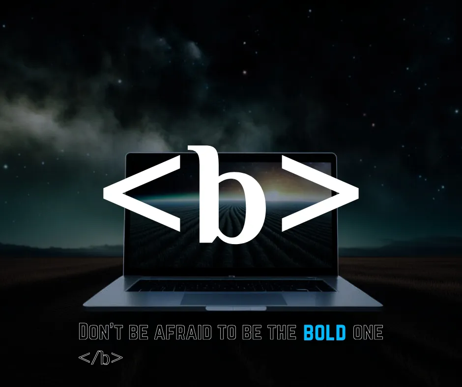 css code snippet for bold tet over top of a laptop