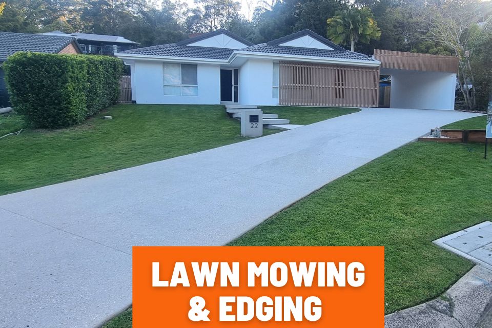 Professional lawn mowing, edging and hedge trimming for a residential property in Buderim