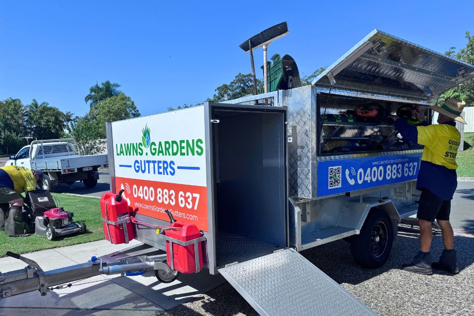 Local gardener working on lawn and garden maintenance in Buderim