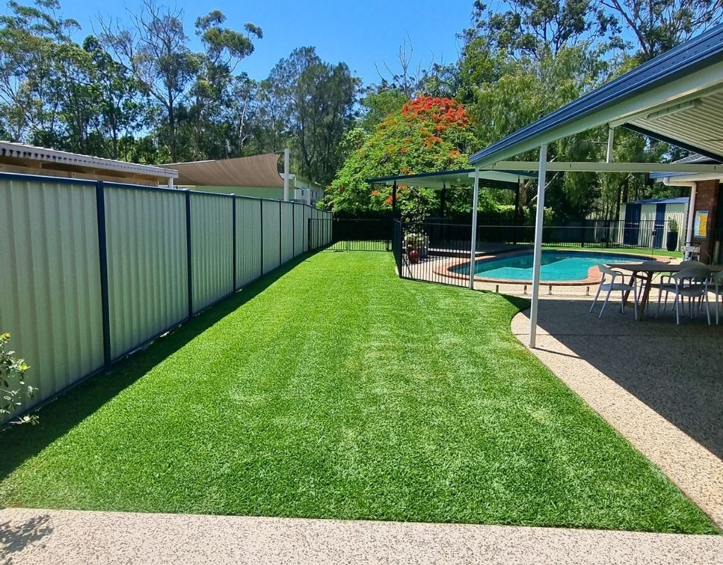 Freshly mowed lawn in Buderim with a neat and even finish