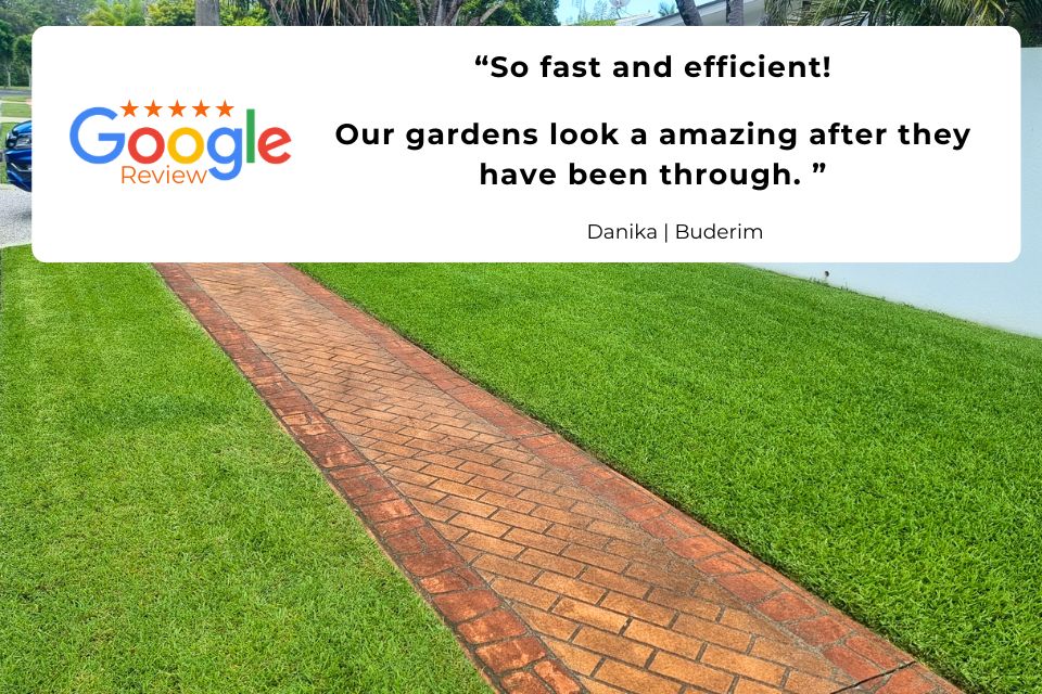4. Customer review for lawn mowing and garden edging in Buderim
