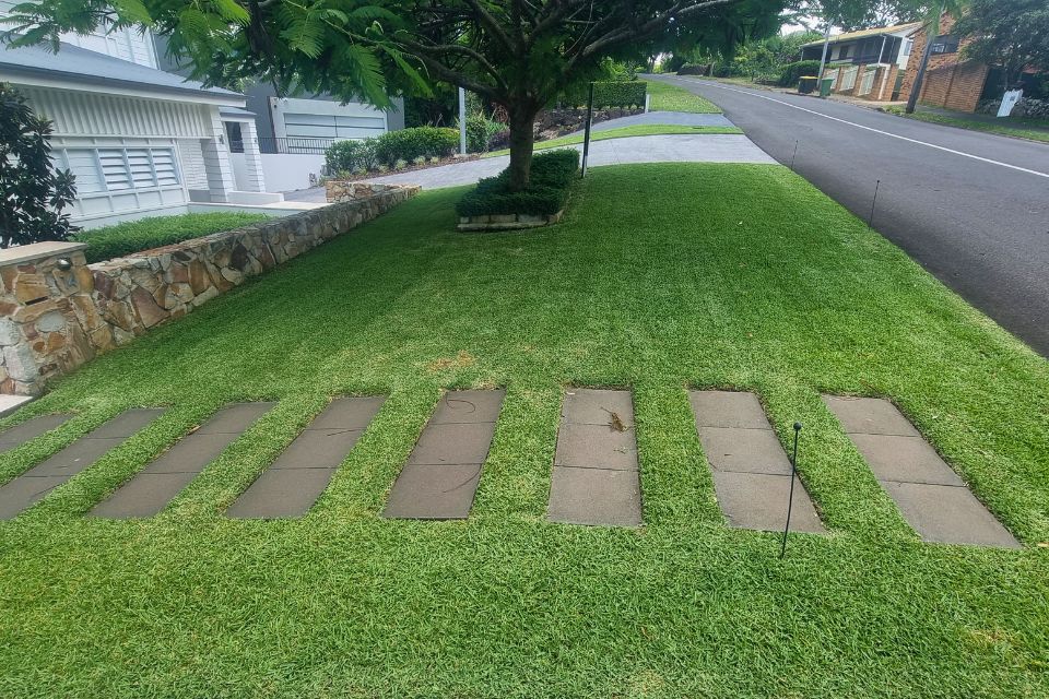 Neat lawn mowing finish with sharp garden edges