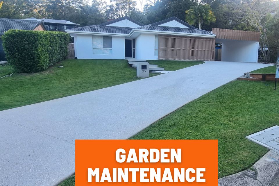 Regular garden maintenance including lawn mowing, edging and hedge trimming for a residential property in Buderim