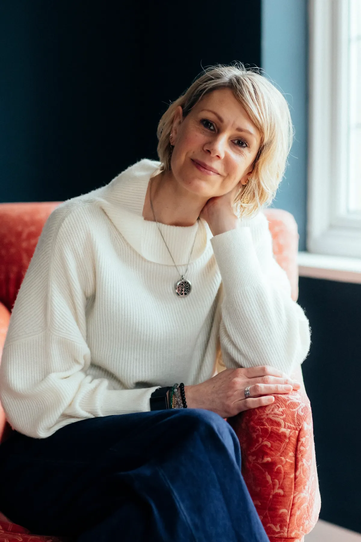 Kate smiling at the camera