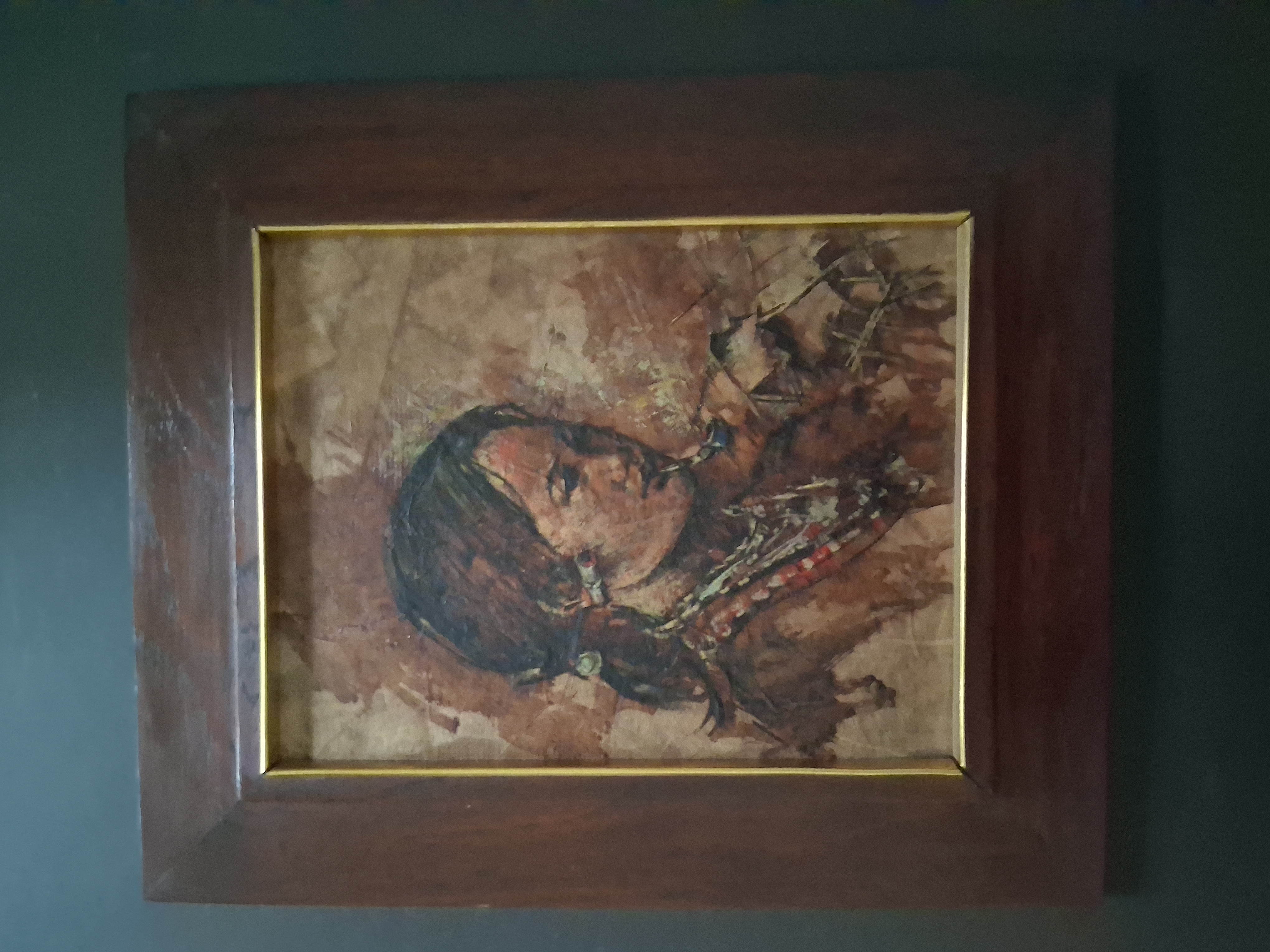 Original Oil Portrait in the Style of Philippine Folk Art – Young Woman with Pipe – Image 1