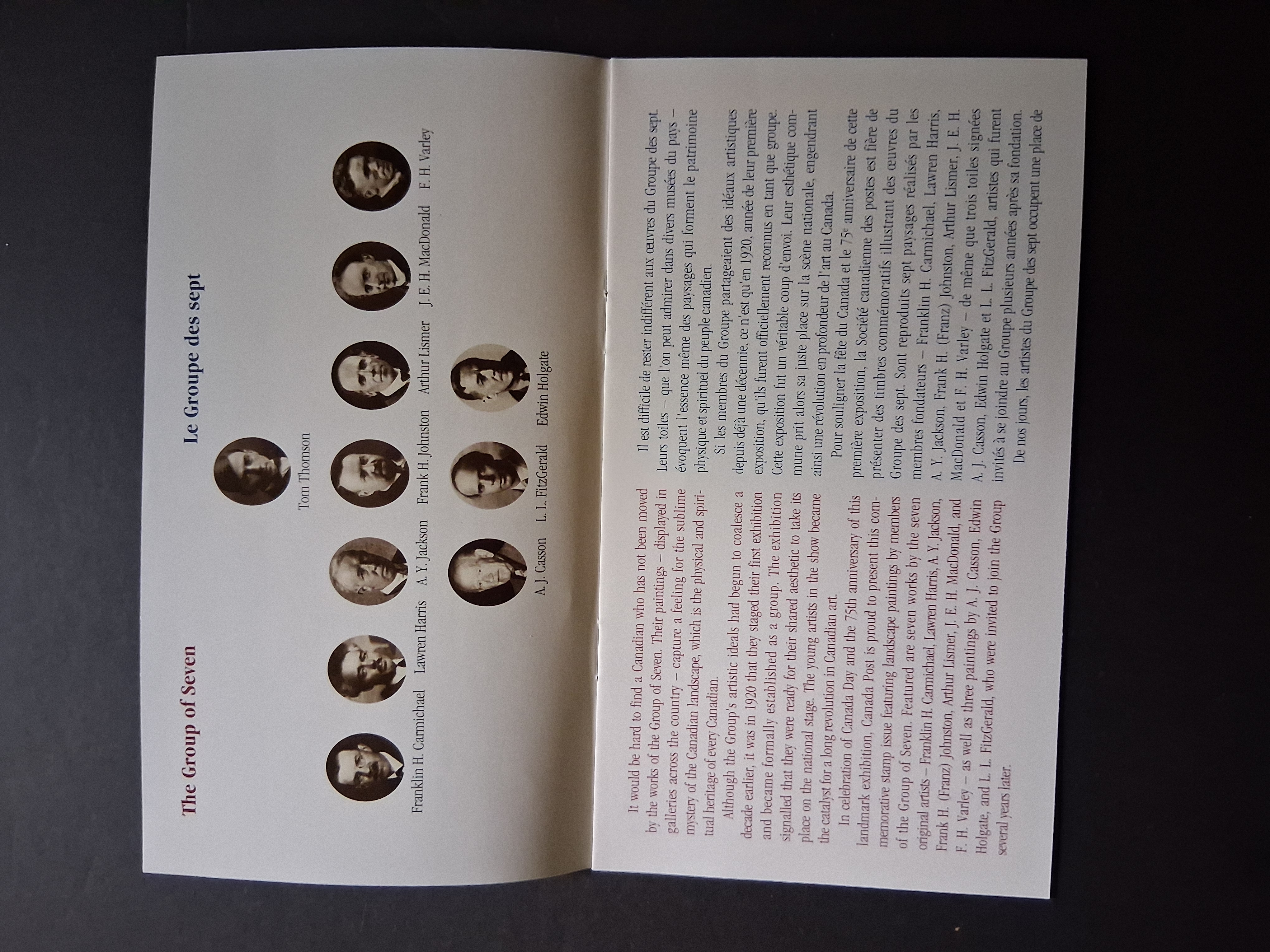 1995 Canada Post Group of Seven 75th Anniversary Stamp Souvenir Set | Complete Collector's Edition – Image 4