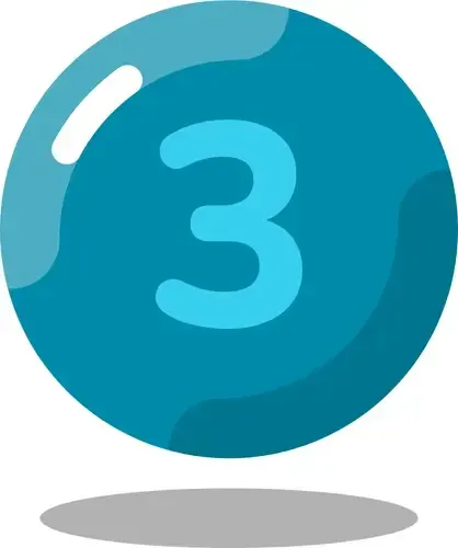 Step three in a circle icon with a shadow below it