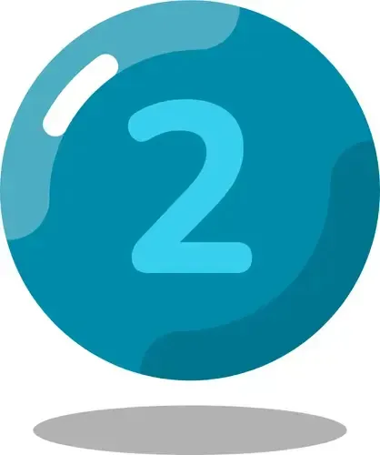 Step two in a circle icon with a shadow below it