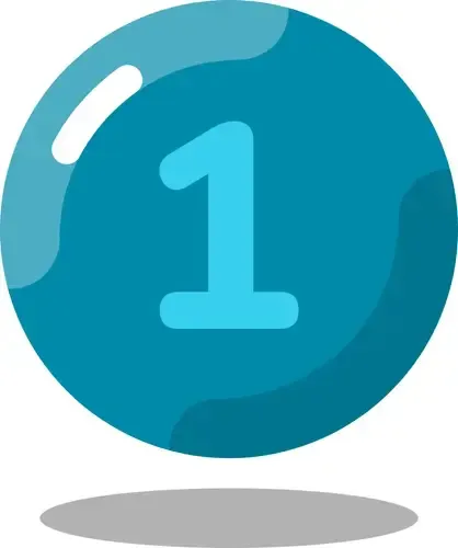 Step one in a circle icon with a shadow below it