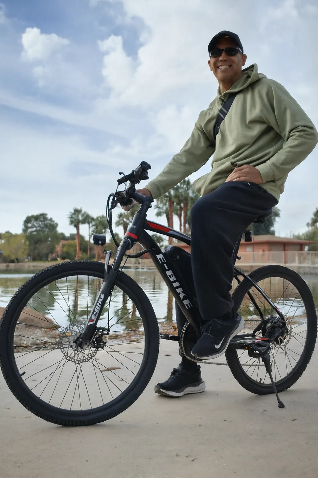Steve training with rings in a quiet, cinematic setting