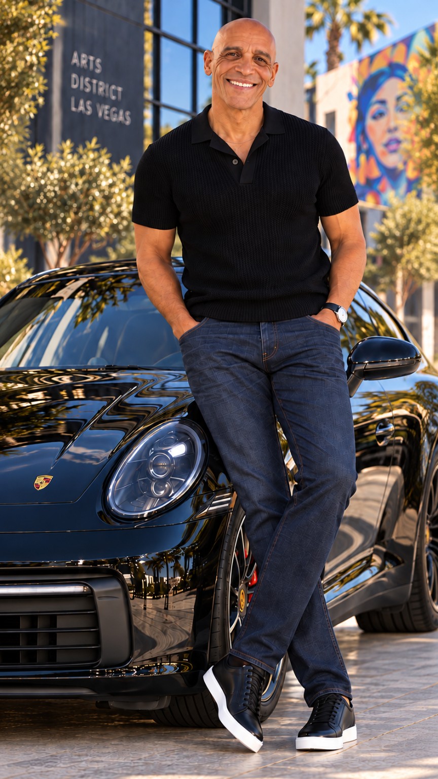 Steve Dorsey standing next to Bac Porsche