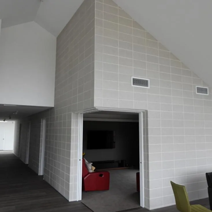 Floating corner wall using porcelain concrete blocks