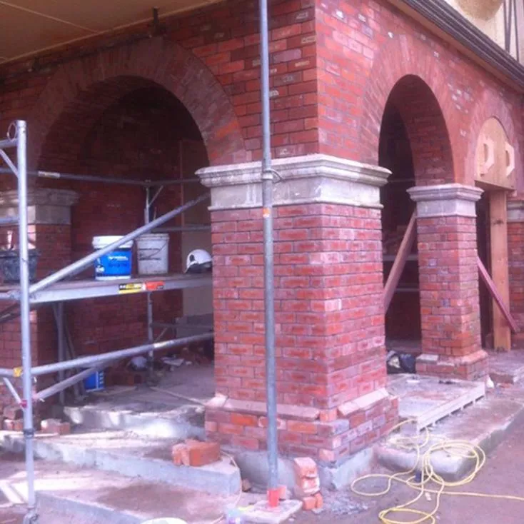 Completed brick archways in heritage building