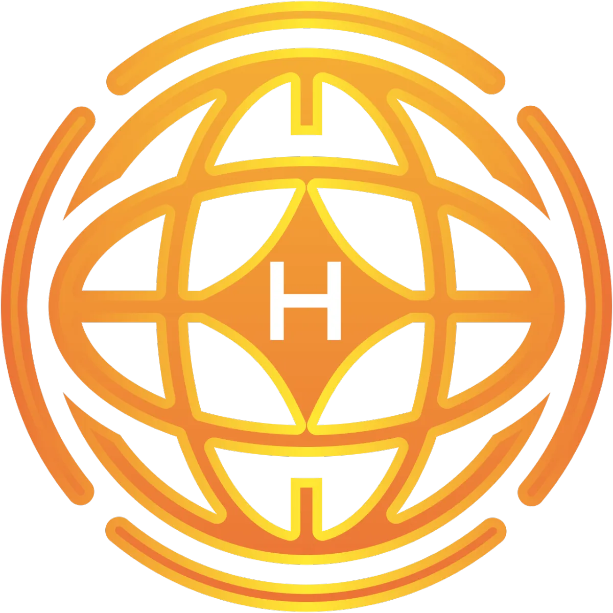 Horizon Pack and Ship logo featuring a stylized globe with an orange color scheme and a prominent white "H" in the center, representing shipping services and solutions.