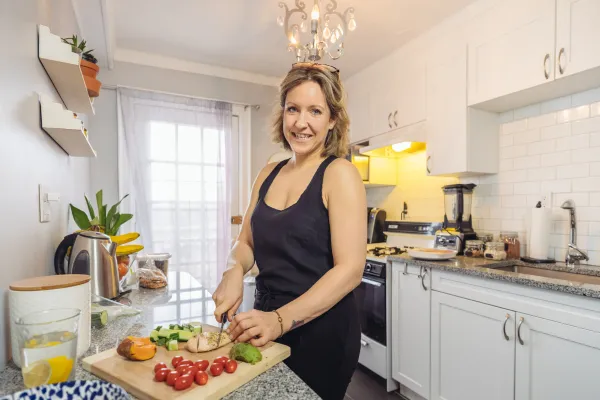 Women Meal prepping food