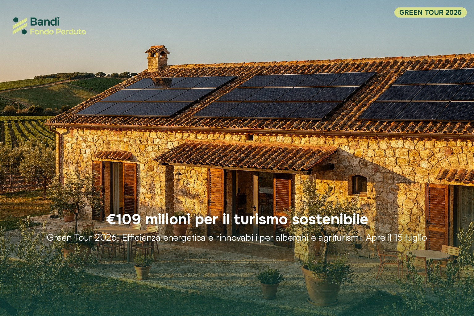 Green Tour 2026: fino a €8,1 milioni per il turismo sostenibile. Sportello aperto