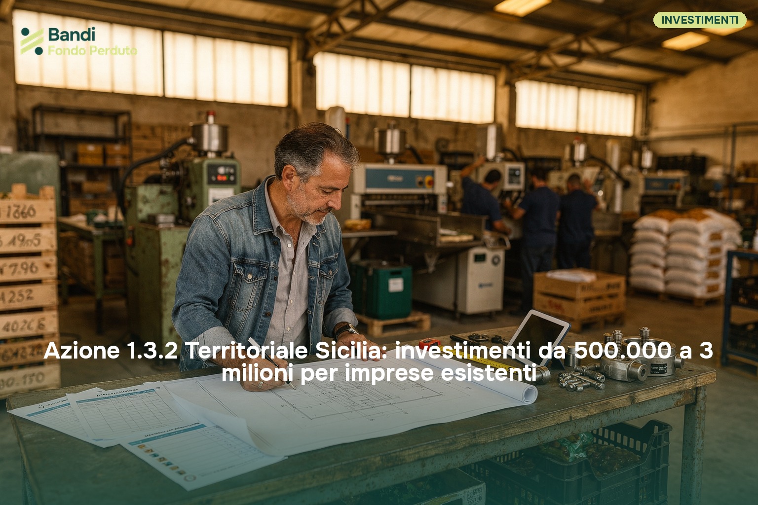 Imprenditore siciliano pianifica investimenti produttivi per innovazione aziendale con supporto bandi FESR 2026