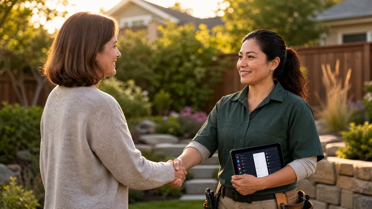 Home Service Provider shaking hands with a home owner