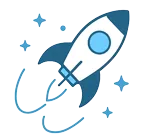 Space rocket soaring with profits icon