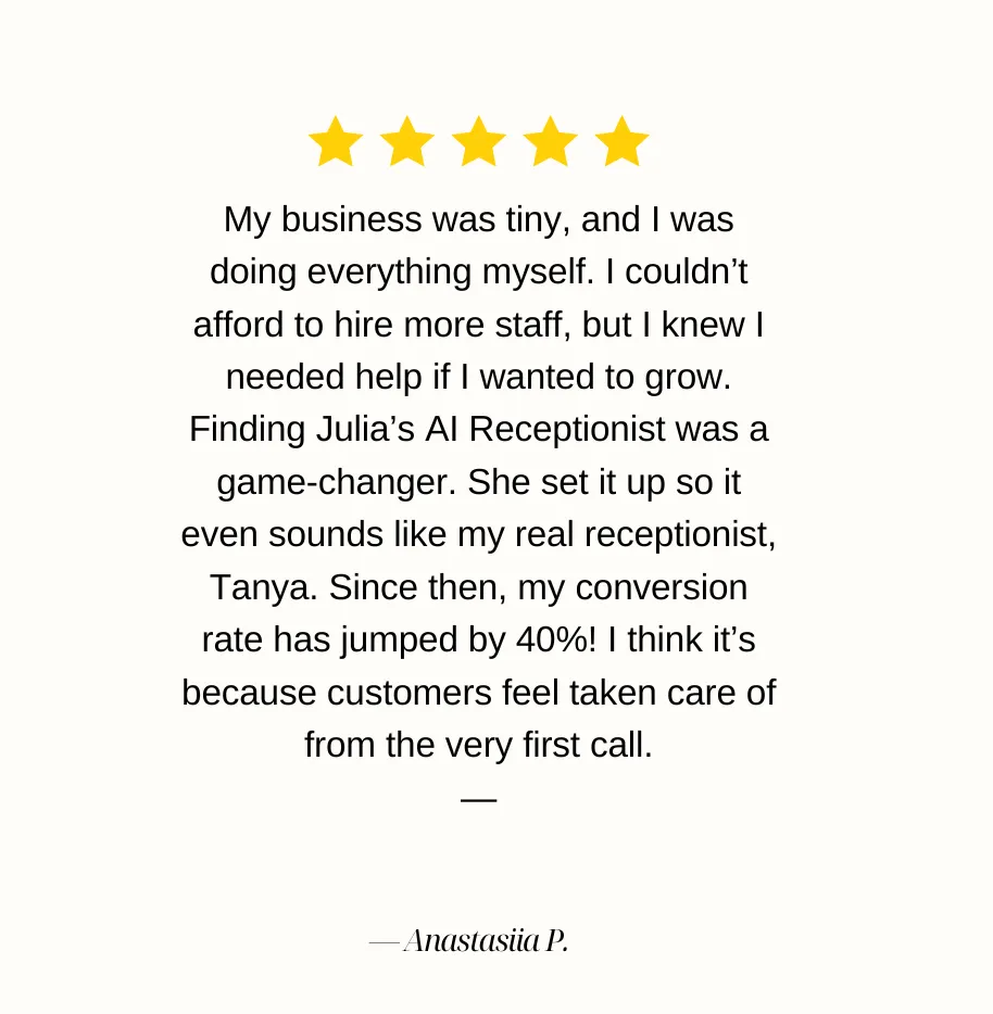 Review from a business owner Anastasiia