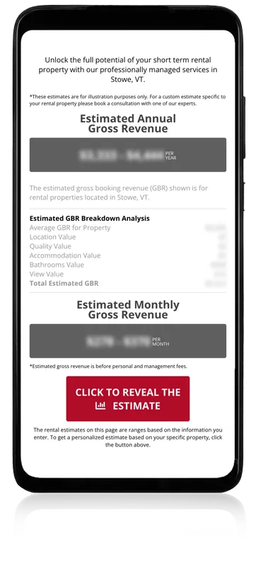 Stowe Resort Homes mobile roi calculaor